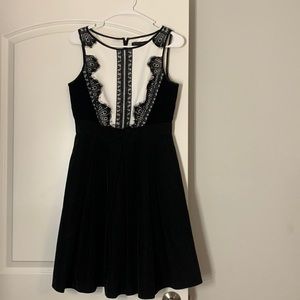White House Black Market Lace Tuxedo Fit-And-Flare Dress